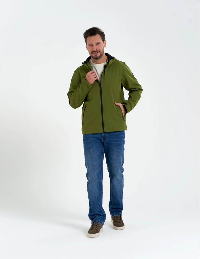 Kurtki przejściowe - Męska kurtka przejściowa softshell przeciwdeszczowy KHAKI  - produkt moraj.pl 5