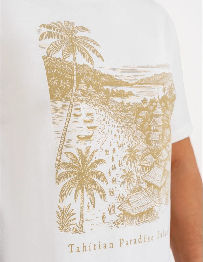 Koszulki i Tank Topy - T-shirt męski bawełniany z nadrukiem BEŻOWY - produkt moraj.pl 2
