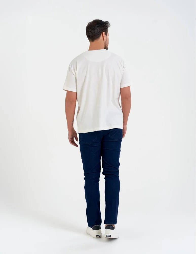 Koszulki z krótkim rękawem - T-shirt męski bawełniany oversize z nadrukiem architektonicznym BIAŁY - produkt moraj.pl 5