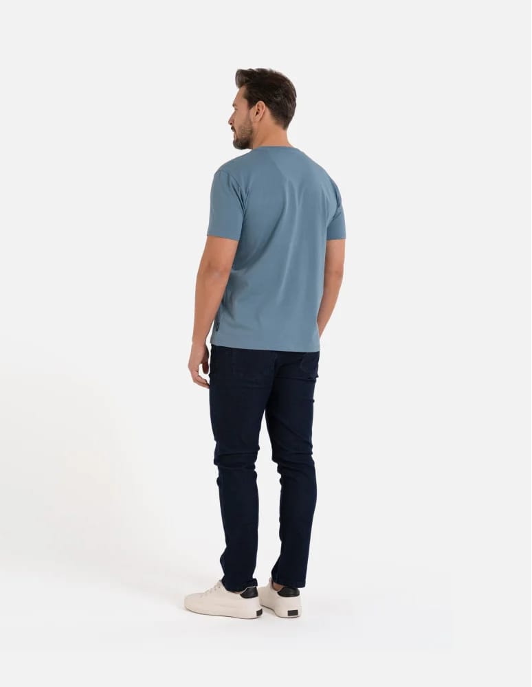 Koszulki z krótkim rękawem - Koszulka męska T-shirt bawełniany z kieszonką NIEBIESKI - produkt moraj.pl 6
