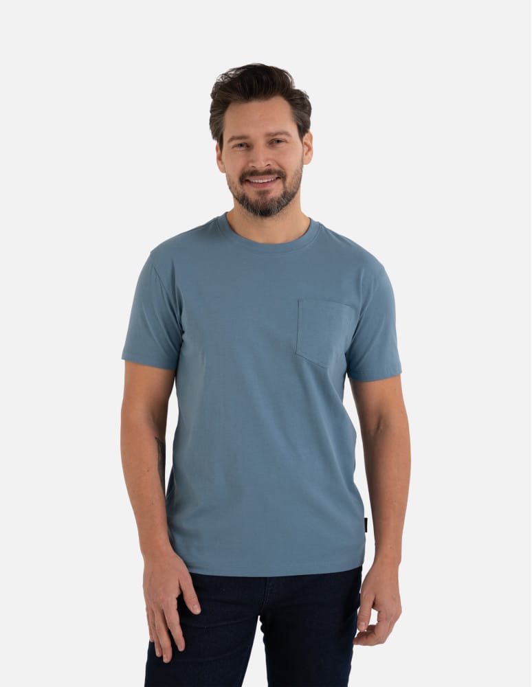 Koszulki z krótkim rękawem - Koszulka męska T-shirt bawełniany z kieszonką NIEBIESKI  - produkt moraj.pl 7