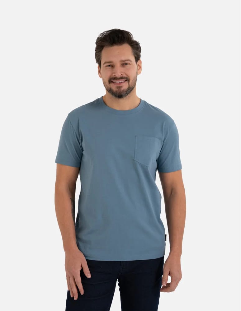 Koszulki z krótkim rękawem - Koszulka męska T-shirt bawełniany z kieszonką NIEBIESKI - produkt moraj.pl 7