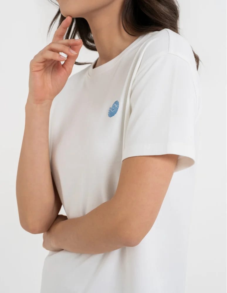 Koszulki i T-shirty - T-shirt damski luźny z haftowanym wzorem BIAŁY - produkt moraj.pl 3