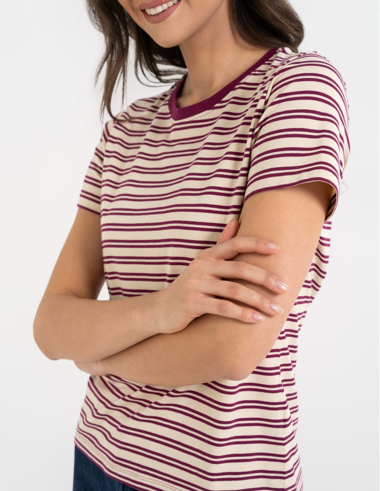 Koszulki z krótkim rękawem - T-shirt damski bawełniany w paski WZÓR 1  - produkt moraj.pl 3