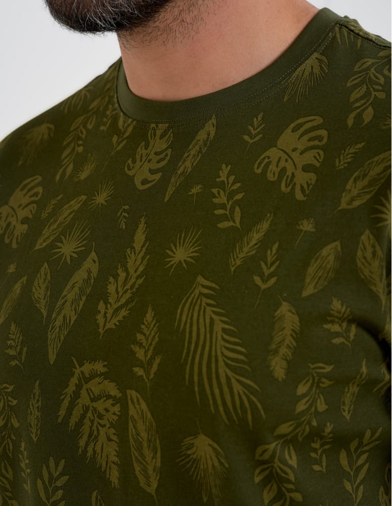 Koszulki z krótkim rękawem - Męski T-shirt bawełniany z motywem roślinnym WZÓR 1  - produkt moraj.pl 7