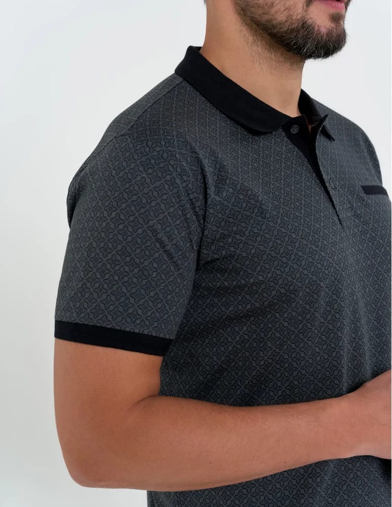Koszulki polo - Koszulka polo męska z krótkim rękawem wzorzysta WZÓR 3 - produkt moraj.pl 5