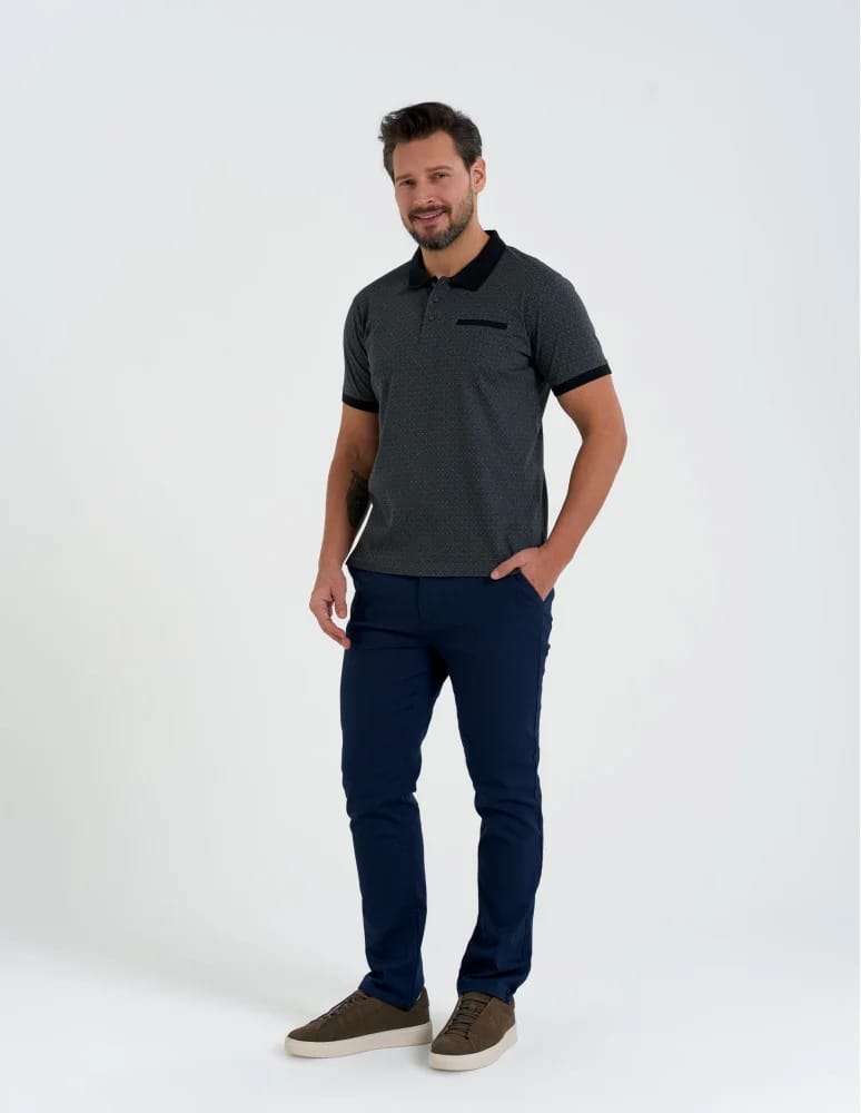 Koszulki polo - Koszulka polo męska z krótkim rękawem wzorzysta WZÓR 3 - produkt moraj.pl 6