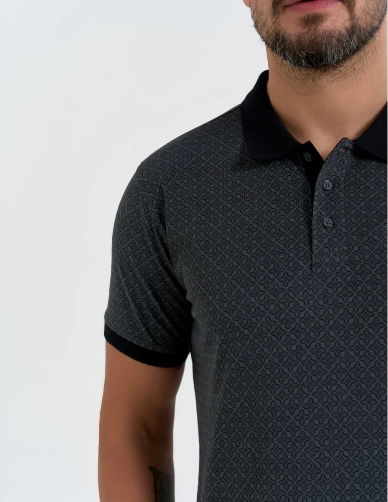 Koszulki polo - Koszulka polo męska z krótkim rękawem wzorzysta WZÓR 3 - produkt moraj.pl 2