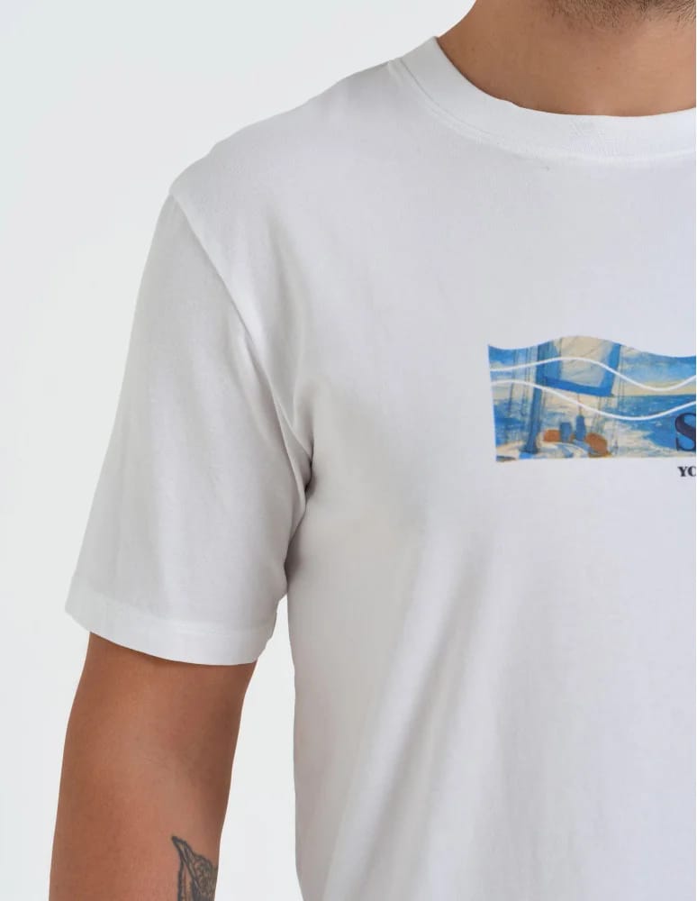 Koszulki z krótkim rękawem - T-shirt męski z nadrukiem morza BIAŁY  - produkt moraj.pl 5