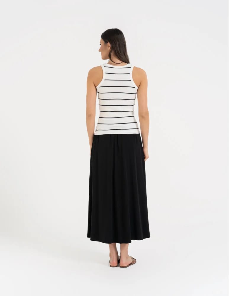 Topy na ramiączkach - Damska koszulka tank top w prążek bawełniana BIAŁY  - produkt moraj.pl 5