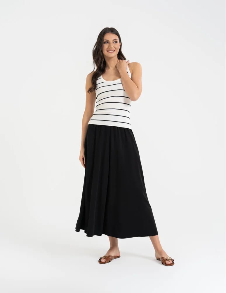 Topy na ramiączkach - Damska koszulka tank top w prążek bawełniana BIAŁY  - produkt moraj.pl 8