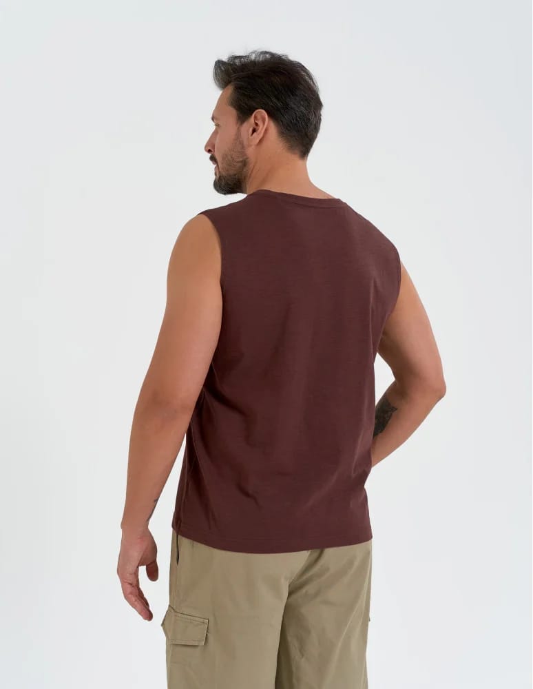 Koszulki i Tank Topy - Koszulka męska tank top bez rękawów luźna BRĄZOWY - produkt moraj.pl 2
