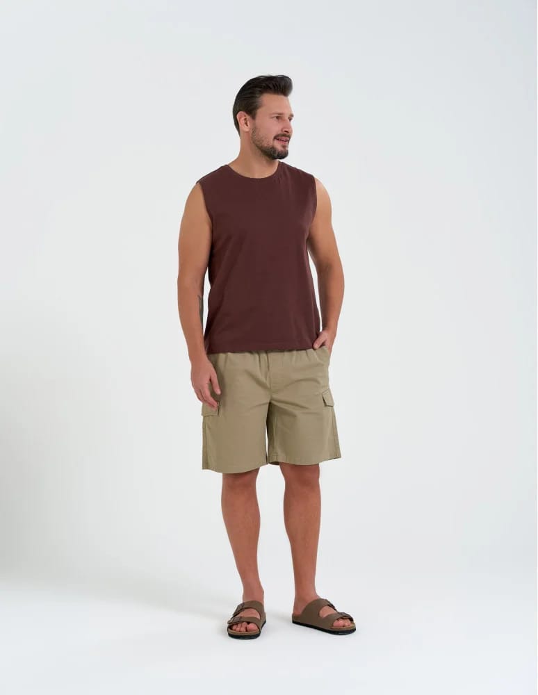 Koszulki i Tank Topy - Koszulka męska tank top bez rękawów luźna BRĄZOWY - produkt moraj.pl 3