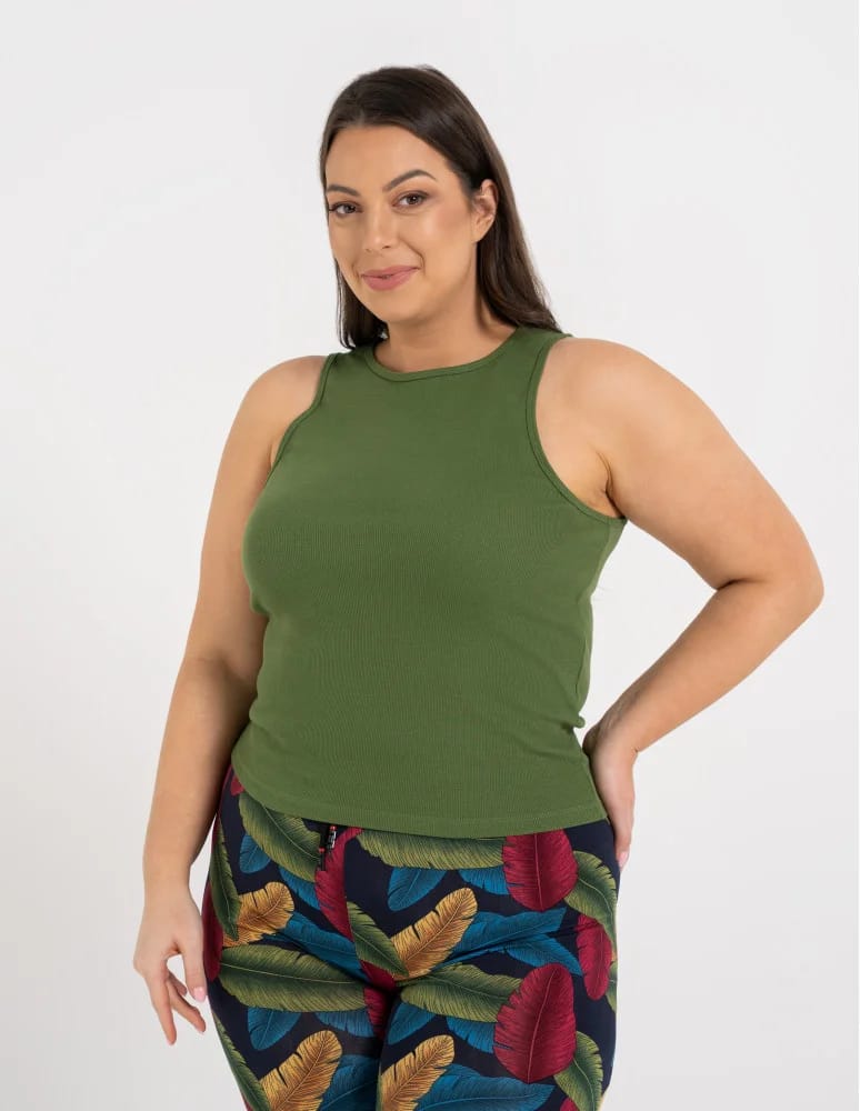 Topy na ramiączkach - Damska koszulka Tank Top w prążek ZIELONY  - produkt moraj.pl 11