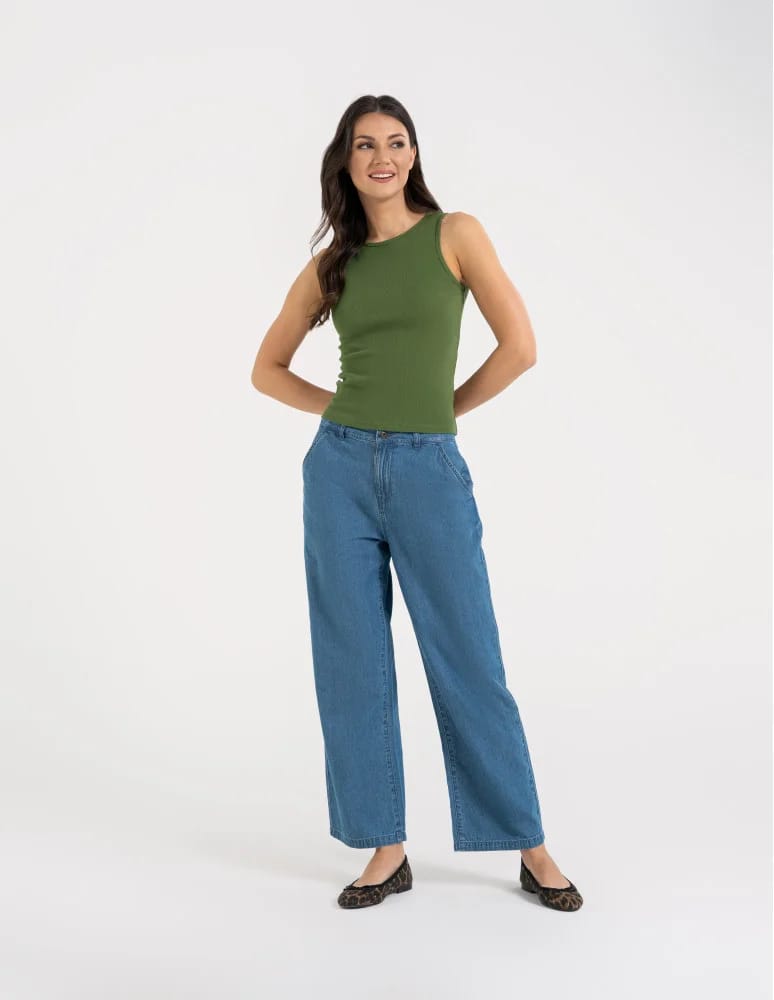 Topy na ramiączkach - Damska koszulka Tank Top w prążek ZIELONY  - produkt moraj.pl 9