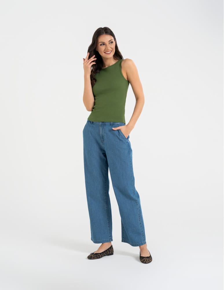 Topy na ramiączkach - Damska koszulka Tank Top w prążek ZIELONY  - produkt moraj.pl 7
