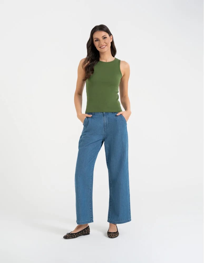 Topy na ramiączkach - Damska koszulka Tank Top w prążek ZIELONY  - produkt moraj.pl 10
