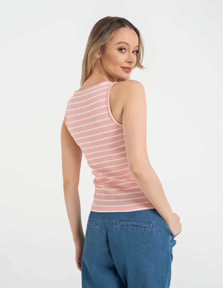 Topy na ramiączkach - Damska koszulka Tank Top w prążek WZÓR 2  - produkt moraj.pl 3