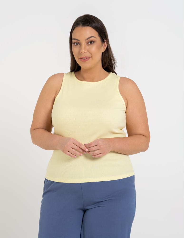 Topy na ramiączkach - Damska koszulka Tank Top w prążek ŻÓŁTY - produkt moraj.pl 7