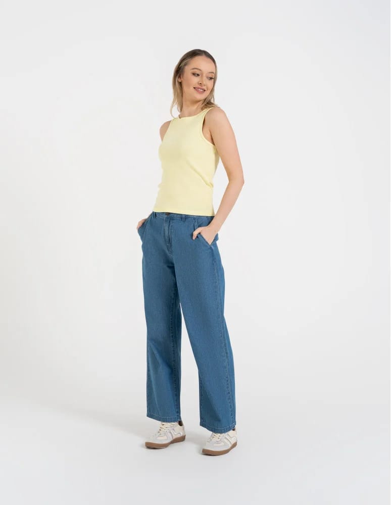 Topy na ramiączkach - Damska koszulka Tank Top w prążek ŻÓŁTY  - produkt moraj.pl 5