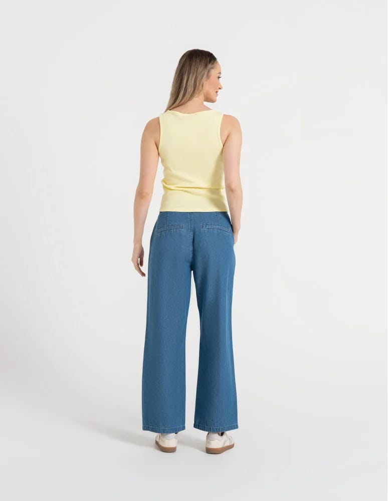 Topy na ramiączkach - Damska koszulka Tank Top w prążek ŻÓŁTY  - produkt moraj.pl 6