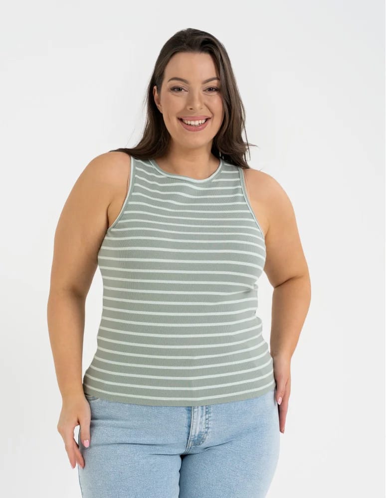 Topy na ramiączkach - Damska koszulka Tank Top w prążek WZÓR 1  - produkt moraj.pl 6