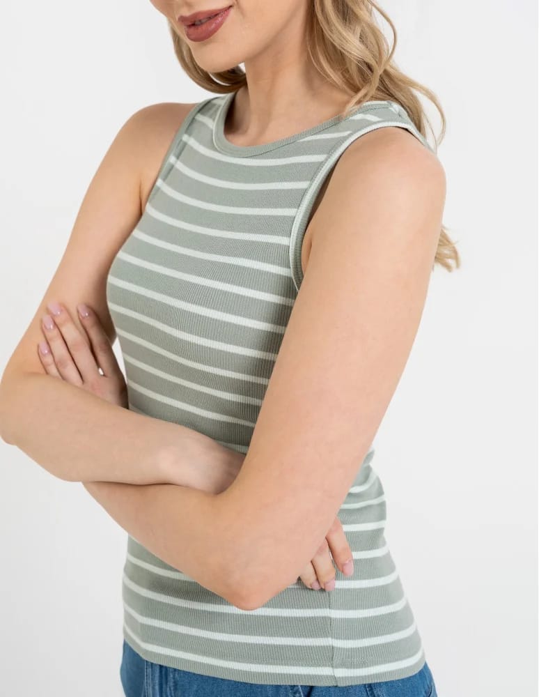 Topy na ramiączkach - Damska koszulka Tank Top w prążek WZÓR 1  - produkt moraj.pl 2