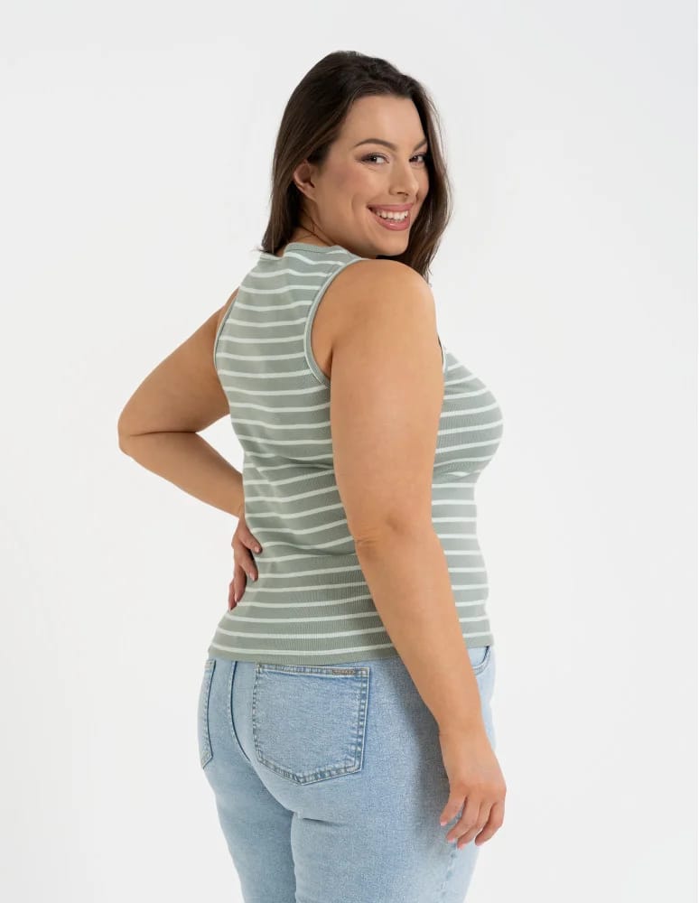Topy na ramiączkach - Damska koszulka Tank Top w prążek WZÓR 1  - produkt moraj.pl 8