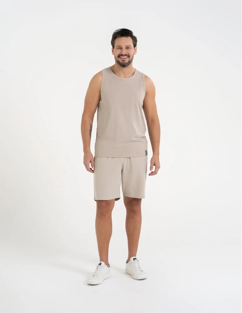 Koszulki i Tank Topy - Męski tank top gładka koszulka bez rękawów BEŻOWY - produkt moraj.pl 7