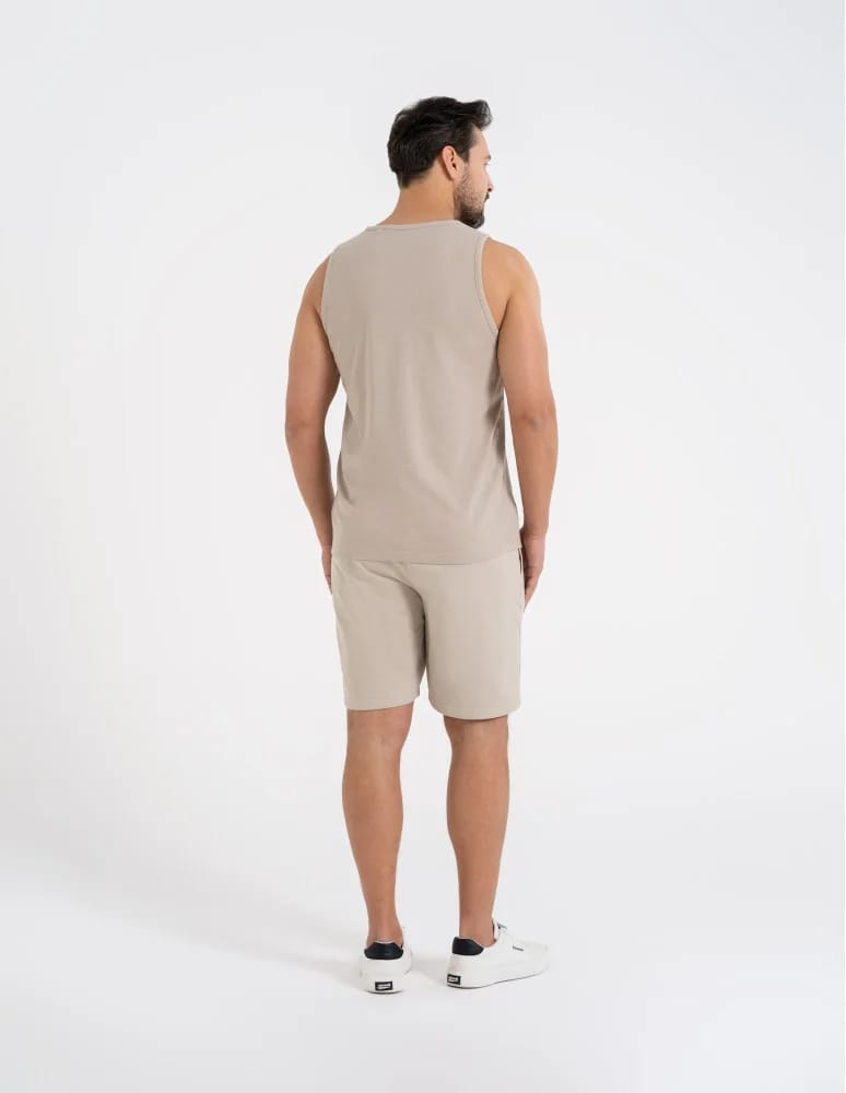 Koszulki i Tank Topy - Męski tank top gładka koszulka bez rękawów BEŻOWY - produkt moraj.pl 6
