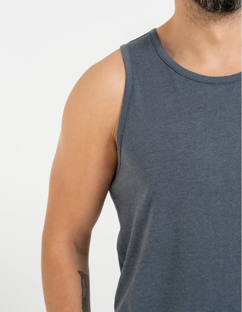 Koszulki i Tank Topy - Męski tank top gładka koszulka bez rękawów GRANATOWY - produkt moraj.pl 3