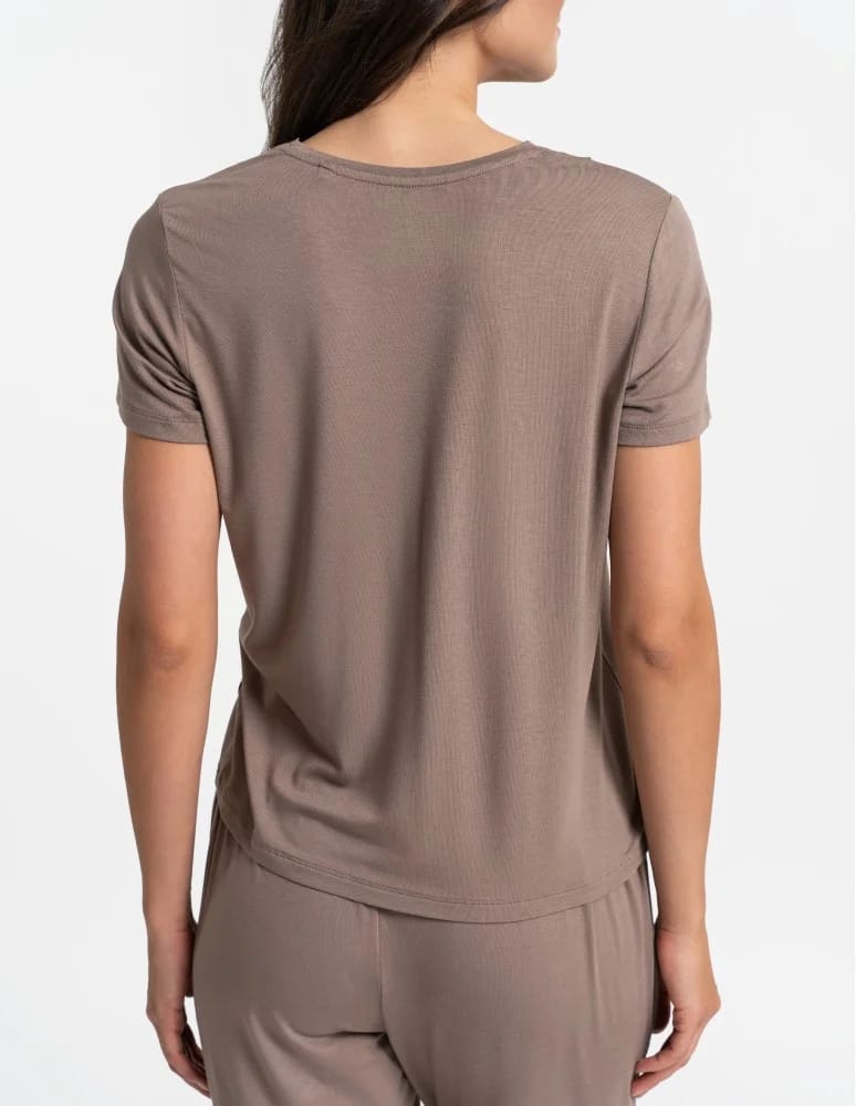 Piżamy z krótkim rękawem - Piżama damska z długimi spodniami Plus Size wiskoza bambusowa MOKKA - produkt moraj.pl 11