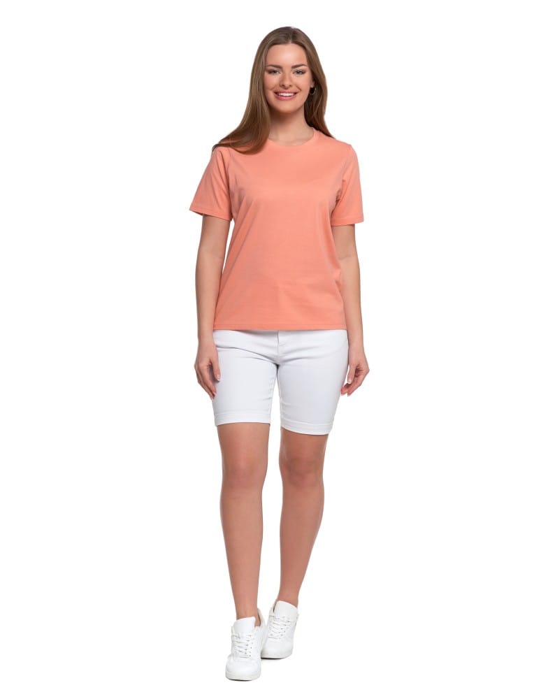 Koszulki z krótkim rękawem - T-shirt damski bawełniany bez szwów bocznych CIEMNY RÓŻOWY - produkt moraj.pl 8