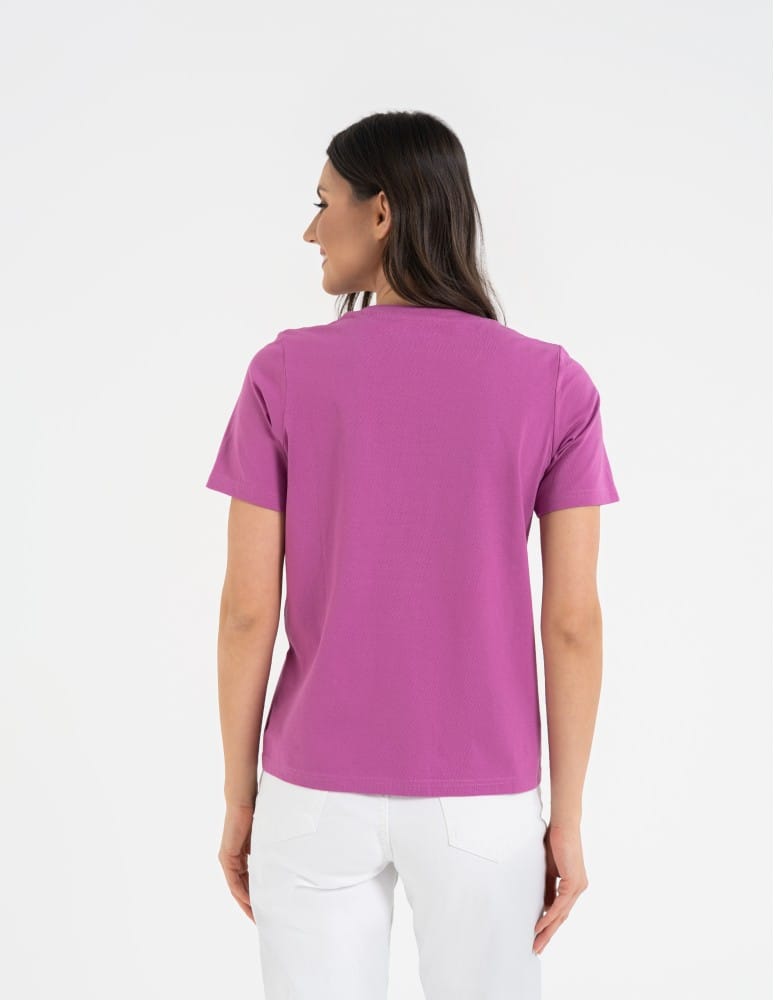 Koszulki z krótkim rękawem - T-shirt damski bawełniany bez szwów bocznych RÓŻOWY - produkt moraj.pl 7