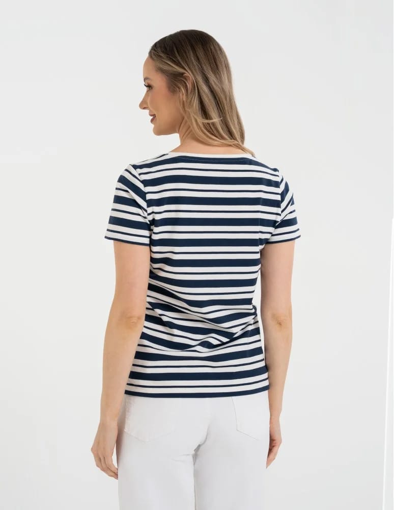 Koszulki z krótkim rękawem - T-shirt damski klasyczny w paski WZÓR 2 - produkt moraj.pl 3