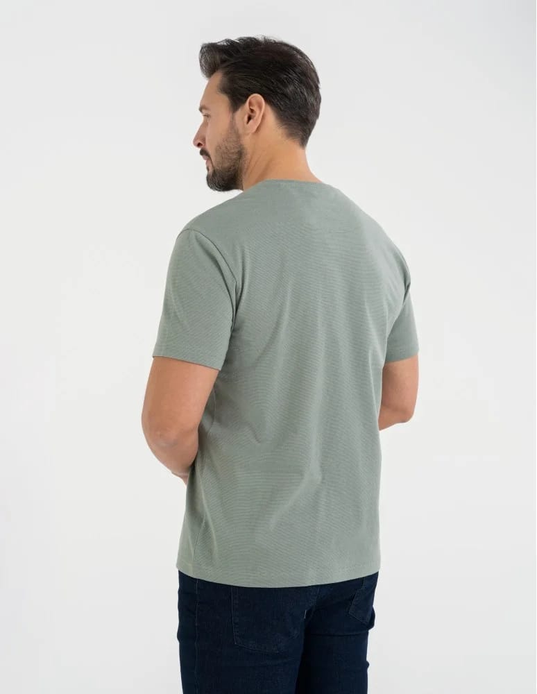 Koszulki z krótkim rękawem - T-shirt męski bawełniany z nadrukiem monochromatycznym ZIELONY  - produkt moraj.pl 6