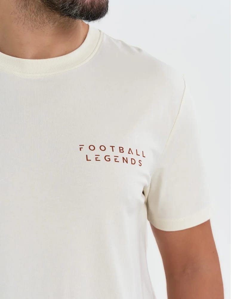 Koszulki z krótkim rękawem - T-shirt męski bawełniany ze sportowym akcentem o regularnym kroju BEŻOWY  - produkt moraj.pl 3