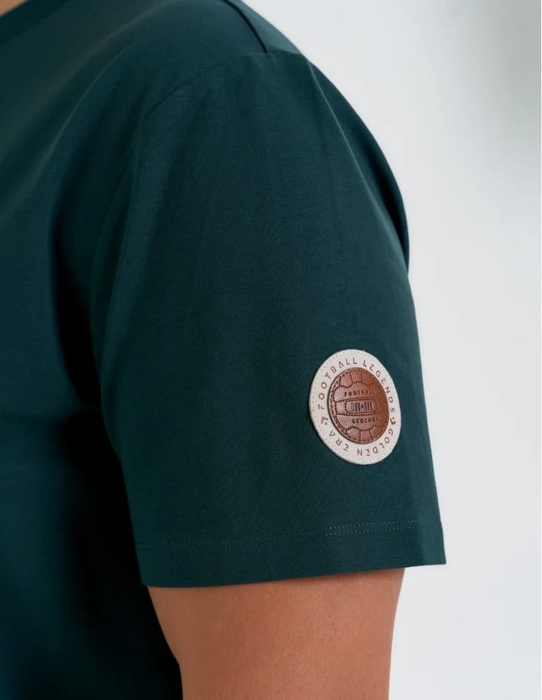 Koszulki z krótkim rękawem - T-shirt męski bawełniany ze sportowym akcentem o regularnym kroju ZIELONY - produkt moraj.pl 2
