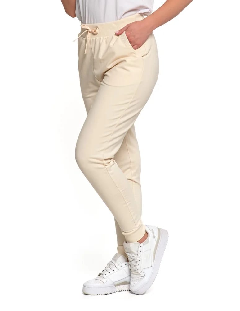 Spodnie damskie - Spodnie damskie dresowe basic KREMOWY - produkt moraj.pl 4