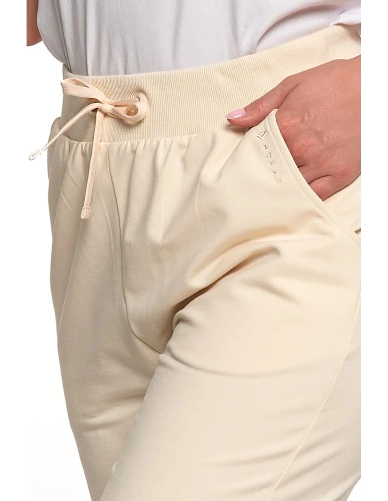 Spodnie damskie - Spodnie damskie dresowe basic KREMOWY - produkt moraj.pl 5