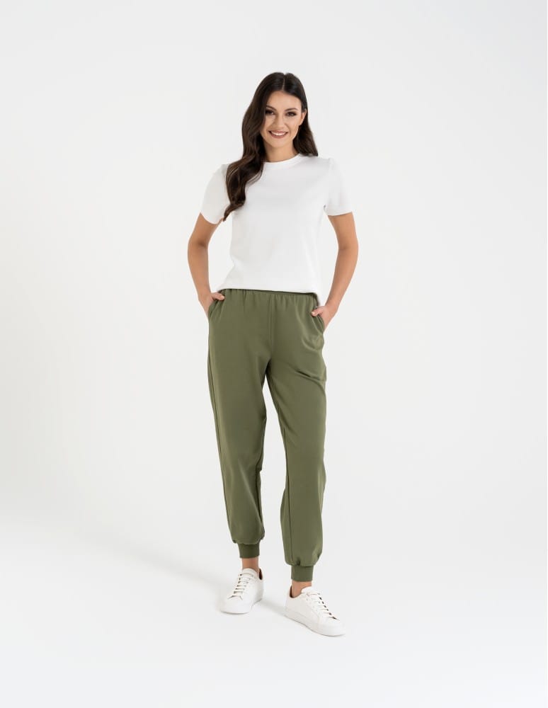 Spodnie damskie - Spodnie damskie dresowe basic KHAKI  - produkt moraj.pl 3