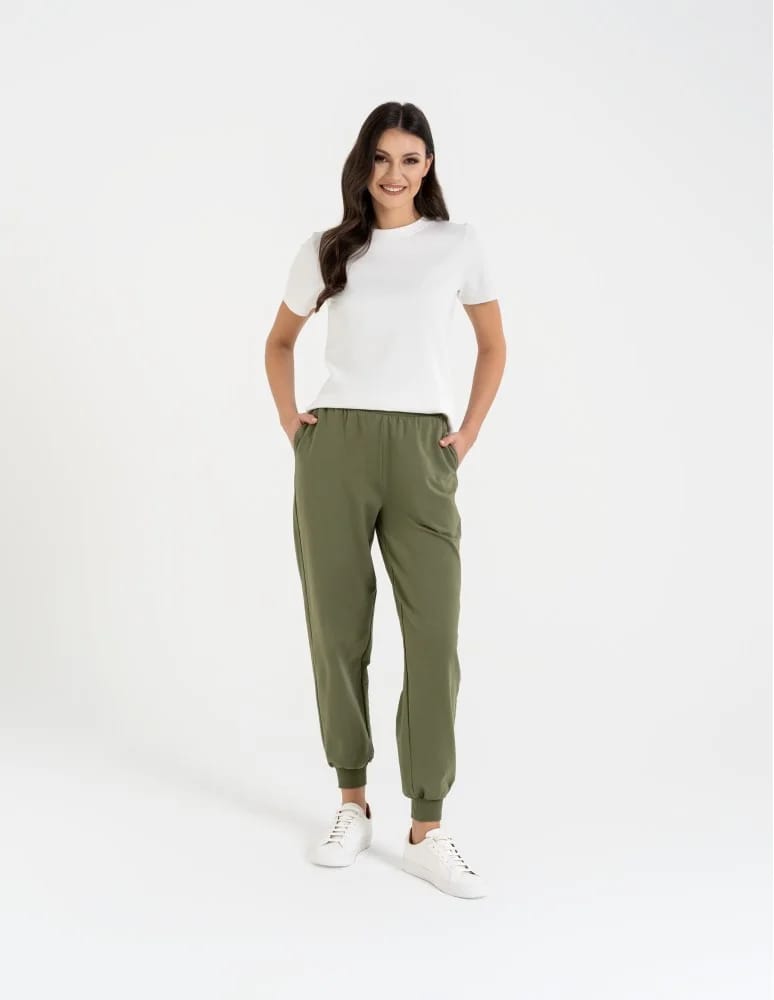Spodnie damskie - Spodnie damskie dresowe basic KHAKI - produkt moraj.pl 3