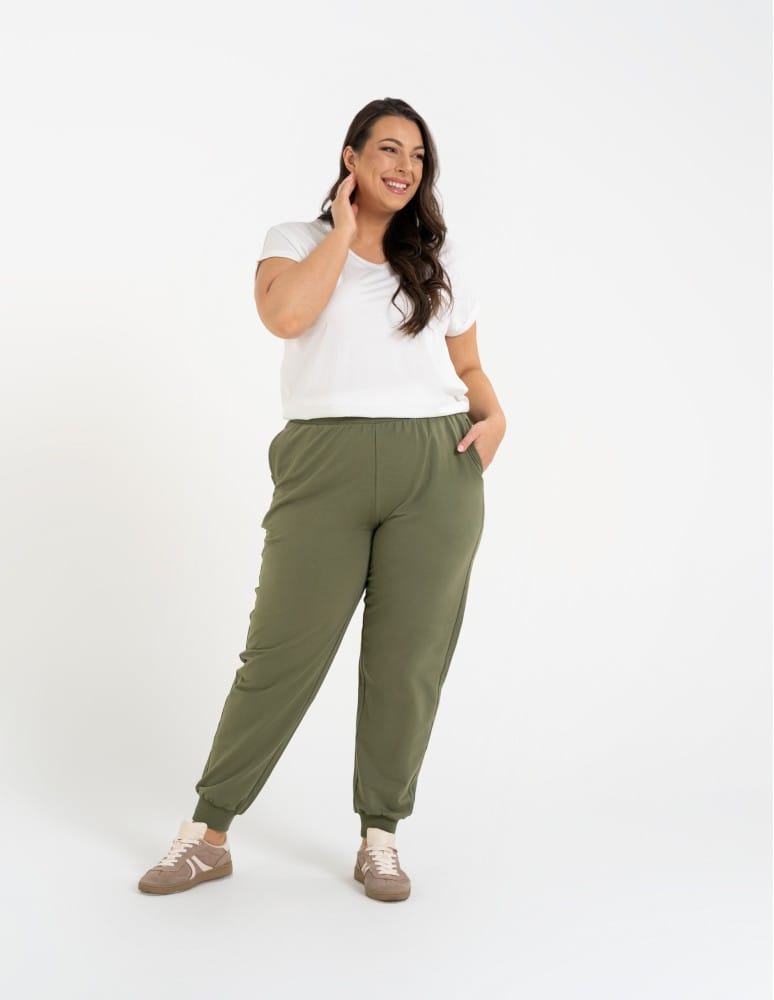 Spodnie damskie - Spodnie damskie dresowe basic KHAKI  - produkt moraj.pl 8