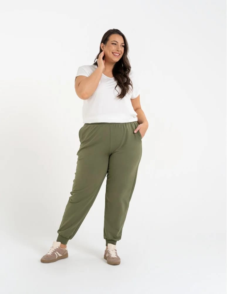 Spodnie damskie - Spodnie damskie dresowe basic KHAKI - produkt moraj.pl 8