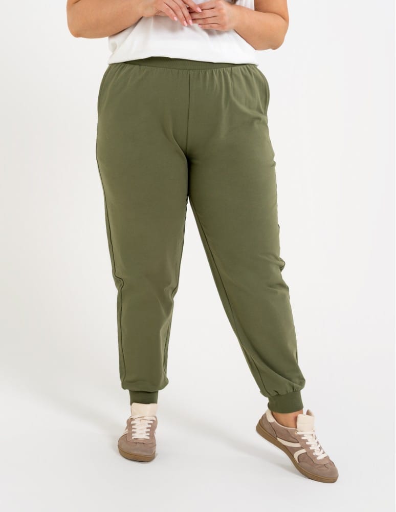 Spodnie damskie - Spodnie damskie dresowe basic KHAKI  - produkt moraj.pl 12