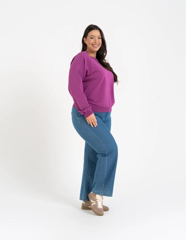 Bluzy damskie - Bluza damska dresowa bawełniana o regularnym kroju FIOLETOWY - produkt moraj.pl 10