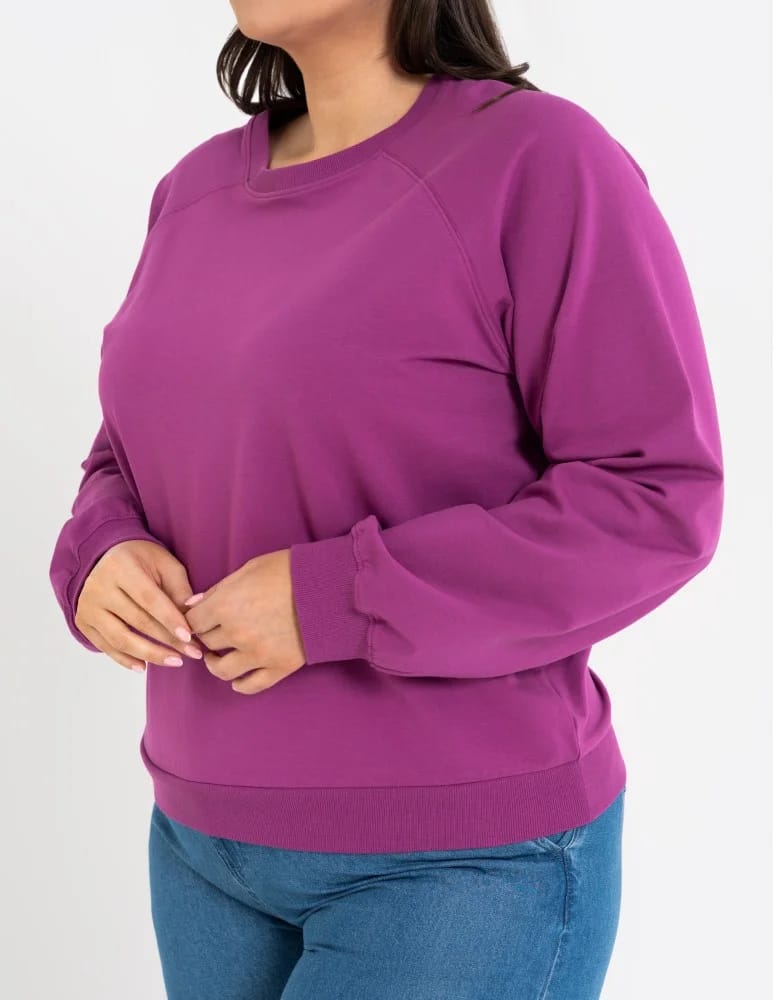 Bluzy damskie - Bluza damska dresowa bawełniana o regularnym kroju FIOLETOWY - produkt moraj.pl 8