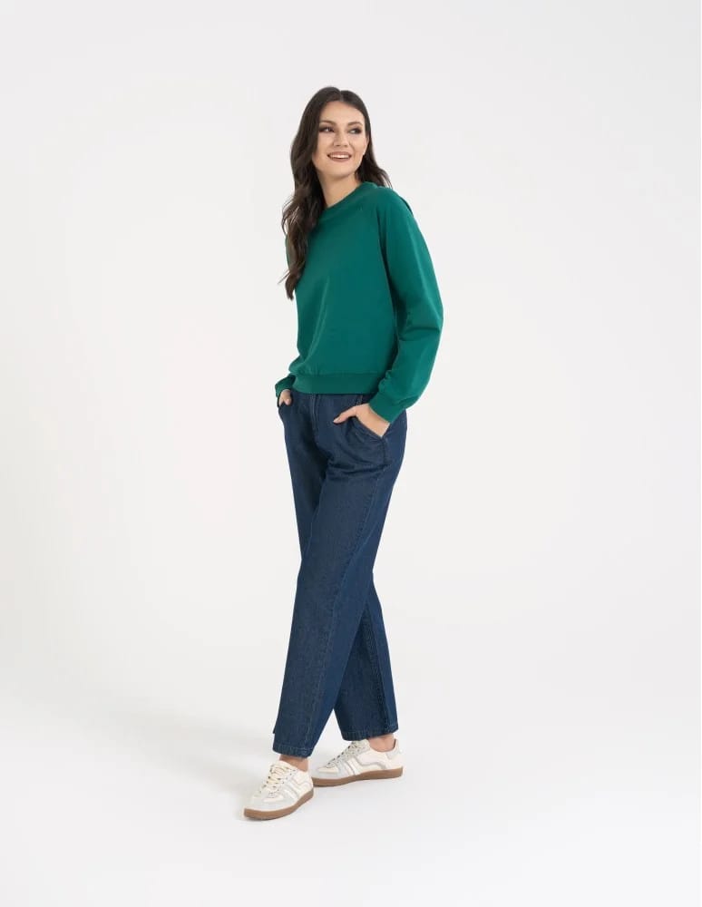 Bluzy damskie - Bluza damska dresowa bawełniana o regularnym kroju ZIELONY - produkt moraj.pl 7