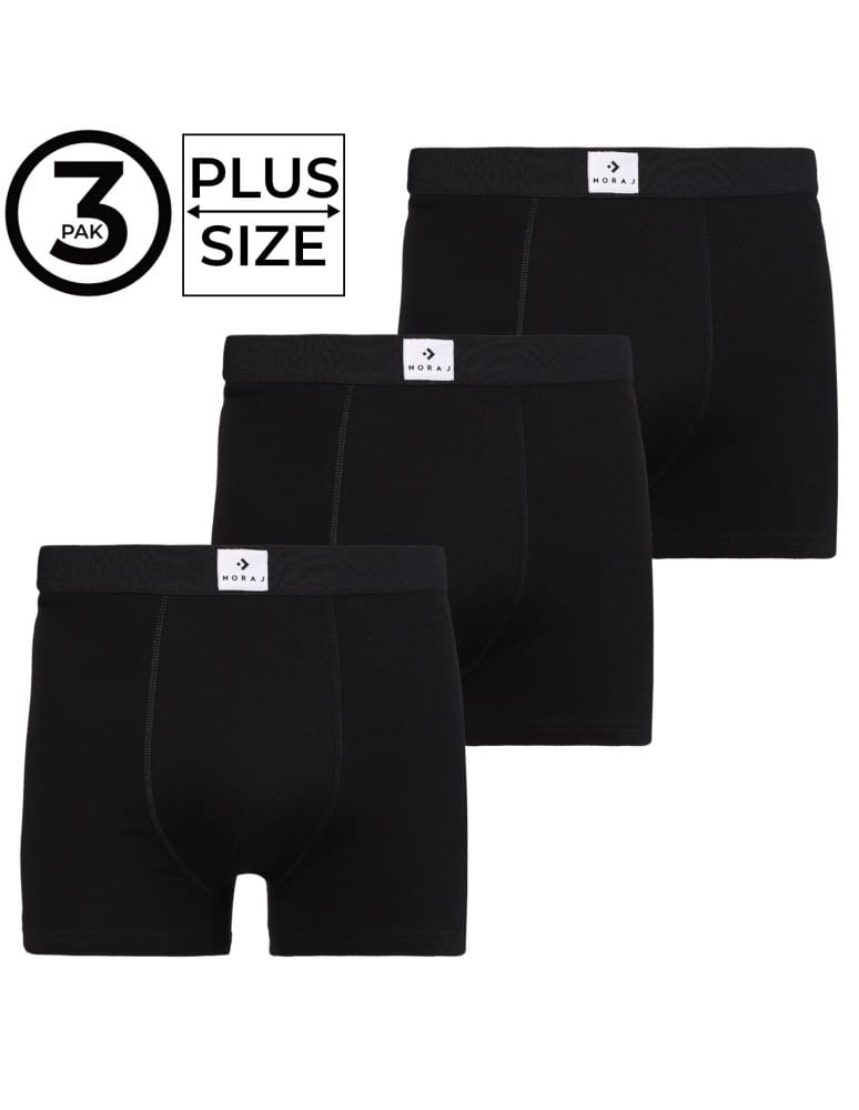 Bokserki dopasowane - Bokserki męskie majtki bawełniane gładkie Plus Size 3-pak CZARNY - produkt moraj.pl 1