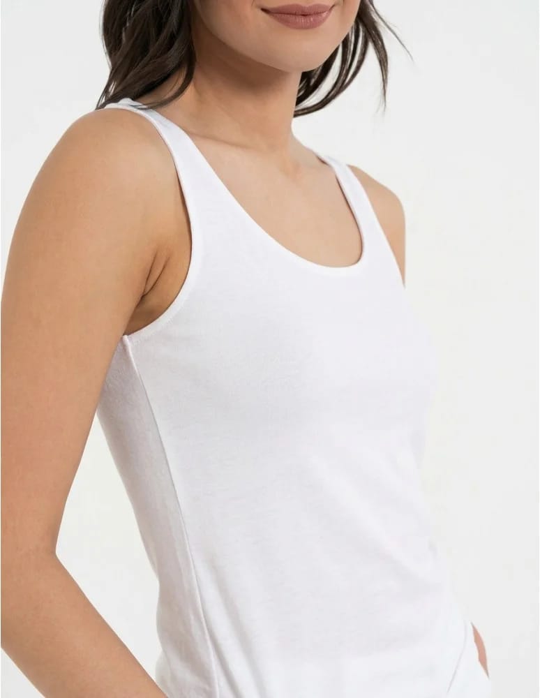 Koszulki i T-shirty - Top damski dwuwarstwowy na ramiączkach BIAŁY  - produkt moraj.pl 2